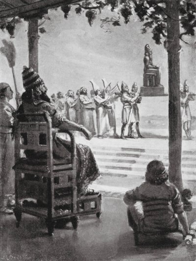 Nytårsdag i Babylon, 680 f.Kr (litografi) af Margaret (after) Dovaston