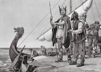 Rurik rejser til slavernes land, AD 862 (litografi) af Margaret (after) Dovaston