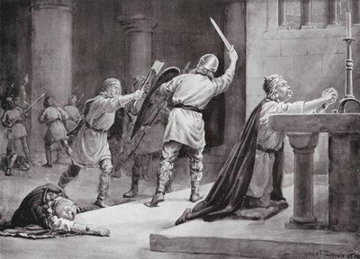 Mordet på Knud den Hellige af Margaret (after) Dovaston