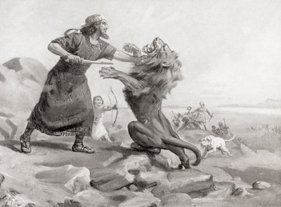 Tiglath-Pileser dræber en løve, fra Hutchinson