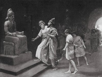 Tukulti-Ninib I i Marduk-templet (litografi) af Margaret (after) Dovaston