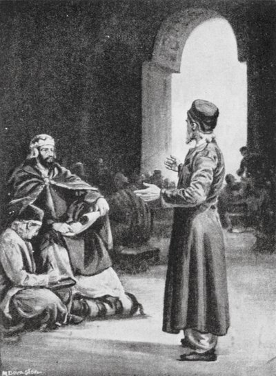 Vologeses III overvåger indsamlingen af Pehlevi Avesta, AD 160 (litografi) af Margaret (after) Dovaston