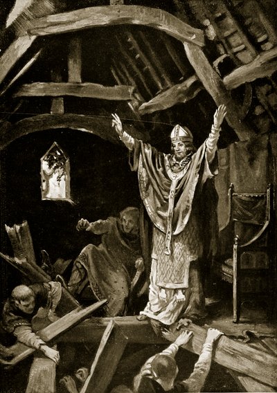 Kollaps af gulvet i Calne, 978, illustration fra 