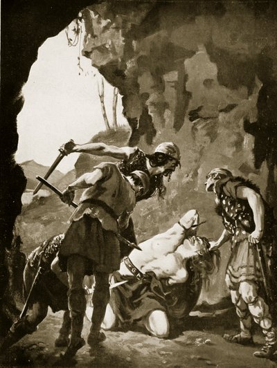Konstantin II dræbt af danskerne, 881 e.Kr., illustration fra 