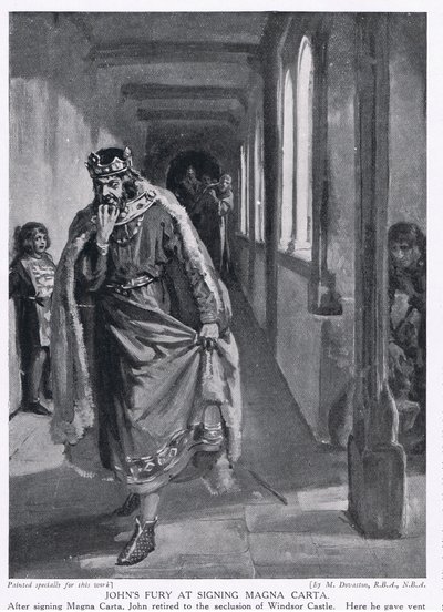 Johns raseri ved underskrivelsen af Magna Carta AD1215 af Margaret Dovaston