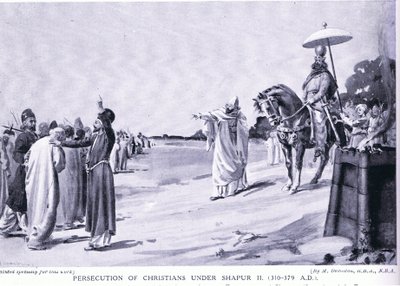 Forfølgelse af de kristne under Shapur II (litografi) af Margaret Dovaston