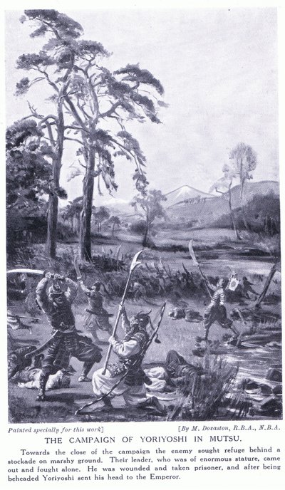 Yoriyoshis kampagne i Mutsu (litografi) af Margaret Dovaston