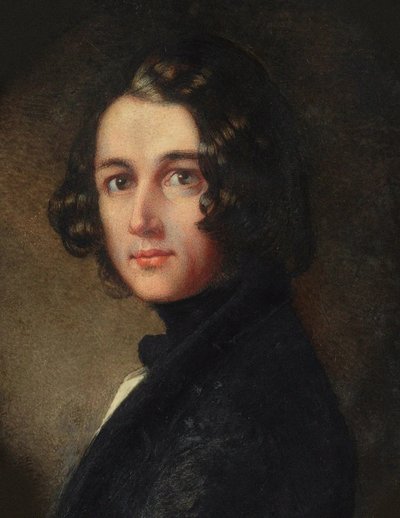Portræt af Charles Dickens Detail, 1843. af Margaret Gillies