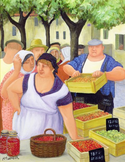 Markedsplads (olie på lærred) af Margaret Loxton