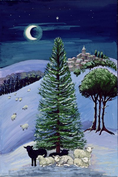 Får i et vinterlandskab af Margaret Loxton
