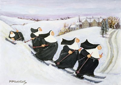 Skiløb (olie på papir) af Margaret Loxton