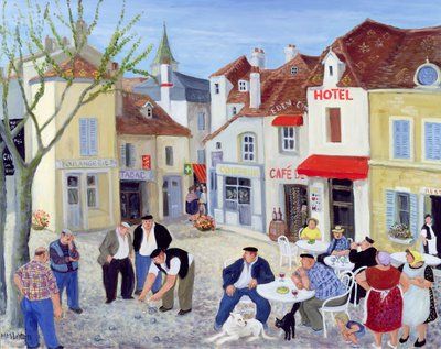 Spillet, Bourgogne (olie på lærred) af Margaret Loxton