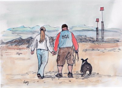 Gåtur med hunden - 04 (pen og akvarel) af Margaret Loxton