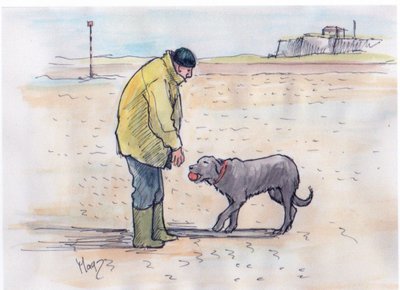 Gåtur med hunden - 08 (pen og akvarel) af Margaret Loxton