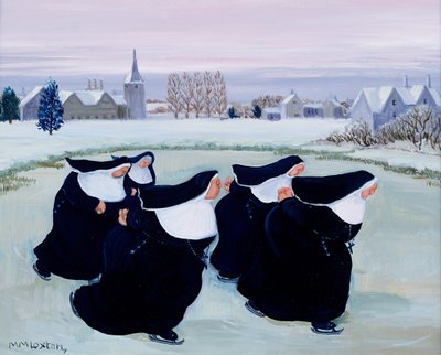 Vinter på klosteret (gouache på papir) af Margaret Loxton