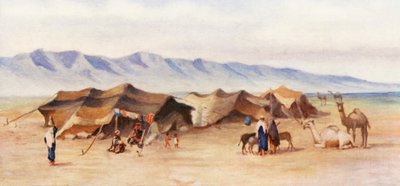 Arabisk lejr mellem Homs og Palmyra (farvelitografi) af Margaret Thomas