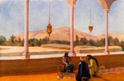 Interiør af privat hus, Damaskus (farvelitografi) af Margaret Thomas