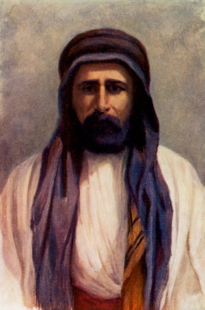 Mohammed Abdullah, sheik af Palmyra (farvelitografi) af Margaret Thomas