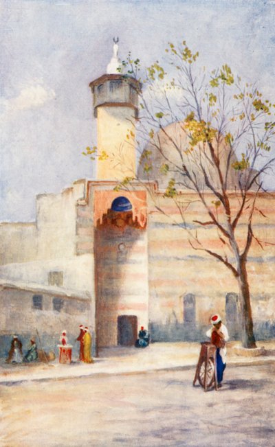 Moskeen med det hellige flag, Damaskus (farvelitografi) af Margaret Thomas