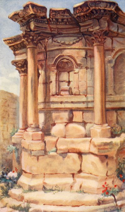 Venus-templet, Baalbek (farvelitografi) af Margaret Thomas