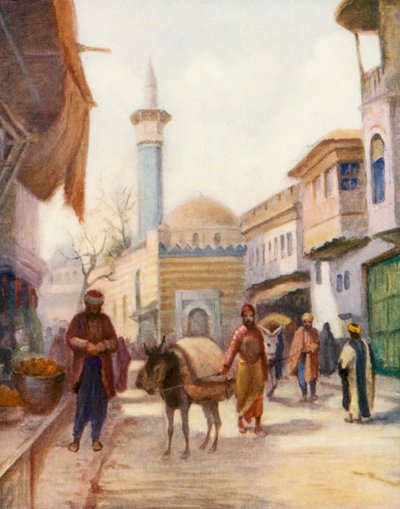 Dervishiyeh-moskéen, Damaskus (farvelitografi) af Margaret Thomas
