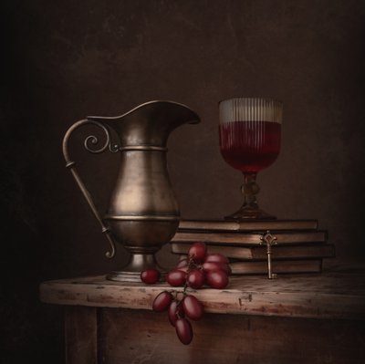 Vintage-stillbillede med vin af Margareth Perfoncio