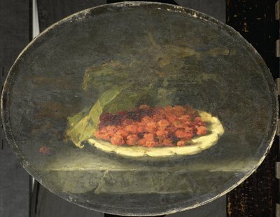 Stilleben med jordbær i en hvid skål af Margaretha Roosenboom