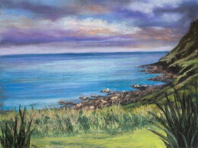 En strand i Cornwall (pastel) af Margo Starkey