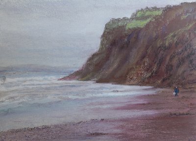 Cliffs at Shaldon S/Devon, 2020 (pastel) af Margo Starkey