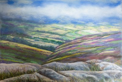 Misty Lake District, 2022 (pastel) af Margo Starkey