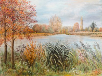 Themsen nær Windsor, 2022 (pastel) af Margo Starkey