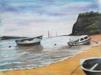 Shaldon Beach South Devon, 2022 (pastel) af Margo Starkey