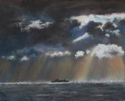 Squalls at sea, 2022 (pastel) af Margo Starkey