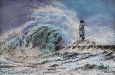 Stormfuldt hav, 2020 (pastel) af Margo Starkey