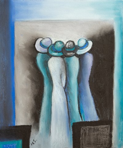 Hviskende damer, 2022 (pastel) af Margo Starkey