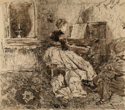 Cecilia de Madrazo spiller klaver af Marià Fortuny Marsal