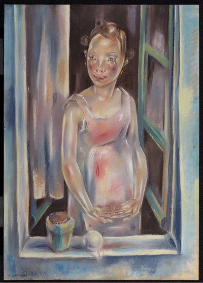 Ung pige ved et åbent vindue, ca. 1924 (pastel på papir) af Maria Blanchard
