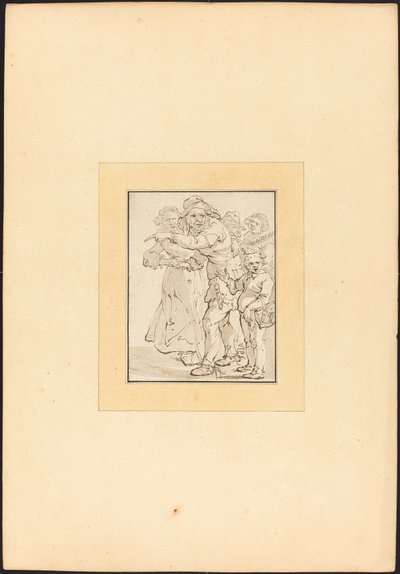 Gammel mand peger mod venstre af Maria Catharina Prestel after Adriaen Pietersz van de Venne