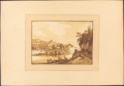 Landskab med fiskerbåde af Maria Catharina Prestel after Franz Edmund Weirotter
