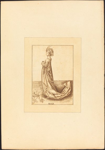 En Dame i en lang Kjole af Maria Catharina Prestel after Martin Schongauer