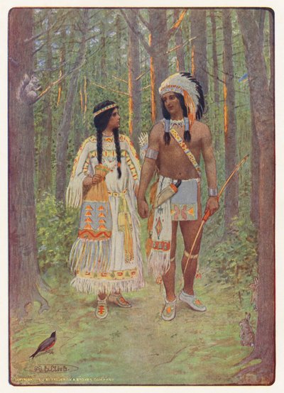 Illustration til Hiawatha af Longfellow (farvelitografi) af Maria Louise Kirk