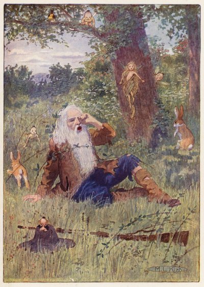 Illustration til historien om Rip Van Winkle (farvelitografi) af Maria Louise Kirk