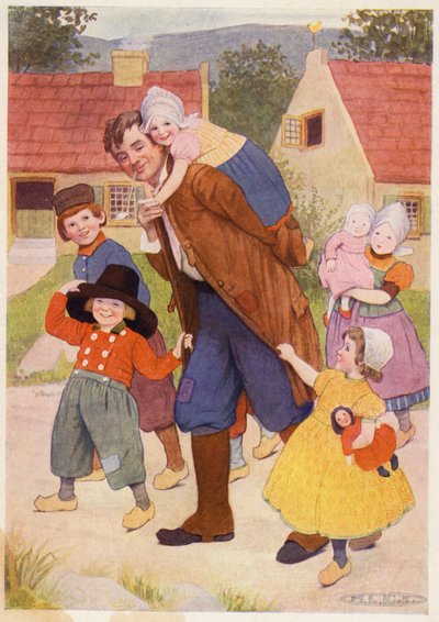 Illustration til historien om Rip Van Winkle (farvelitografi) af Maria Louise Kirk