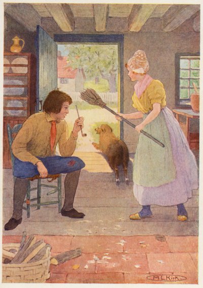 Illustration til historien om Rip Van Winkle (farvelitografi) af Maria Louise Kirk