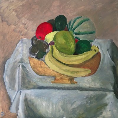 Fruit Basket, 2020 (olie på papir) af Maria Magenta
