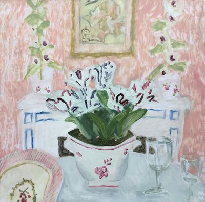 Stilleben med liljer, 2019 (olie på papir) af Maria Magenta