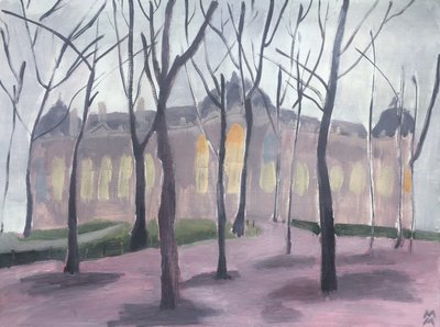 The Petit Palais in Winter III, 2019 (olie på papir) af Maria Magenta