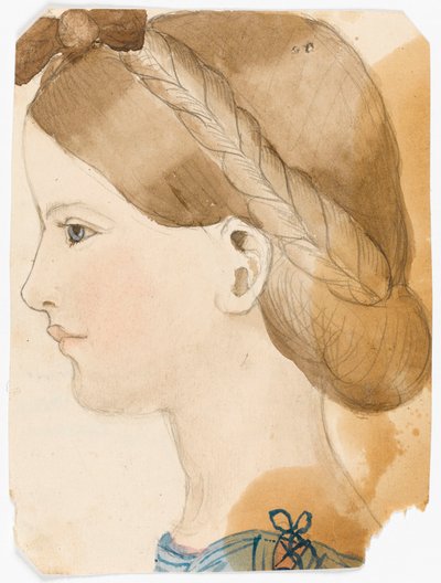 Portræt af M Rose Herschel på 7 år (1851) af hendes søster Maria på 11 år af Maria Sophia Herschel
