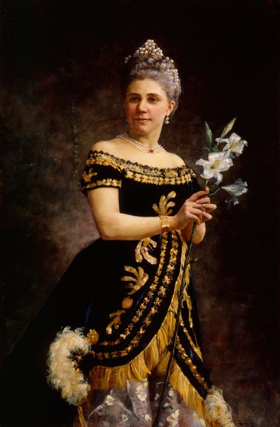 Portræt af Operasangerinden Ida Basilier-Magelsen 1846-1928 som Philine i Opera..., 1887. af Maria Wiik