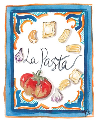 La Pasta, 2018 (akvarel på papir) af Marianna Kulukundis